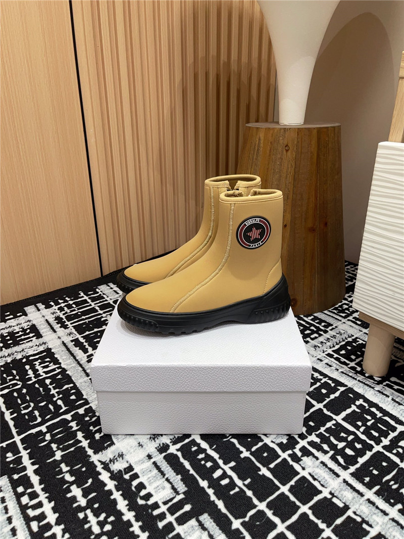 D10r brown stretch knit logo ankle boots