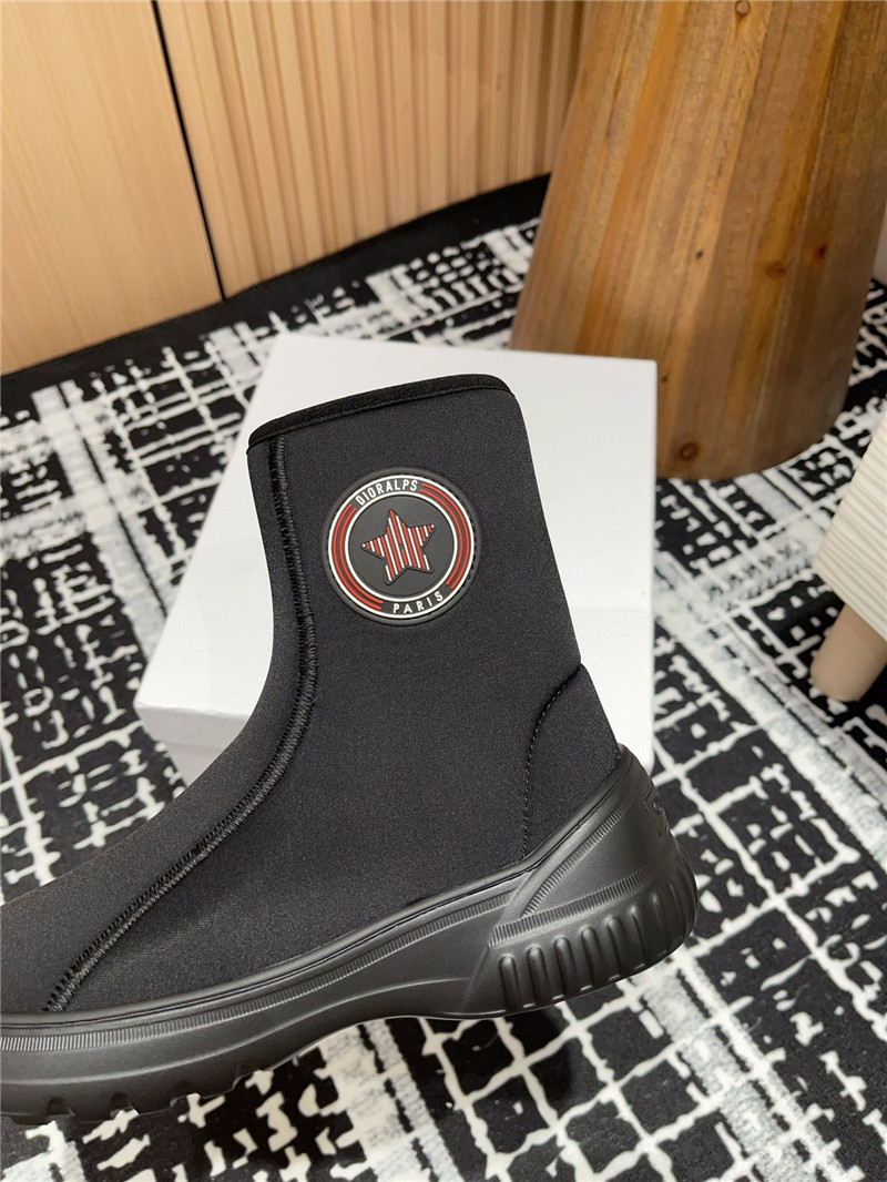 D10r black stretch knit logo ankle boots
