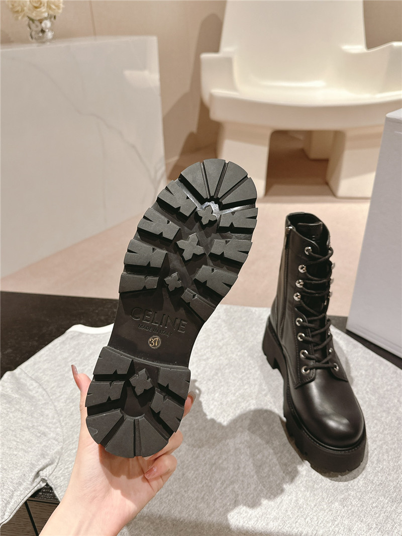 Ce1i*e bulky lace-up boots in calfskin