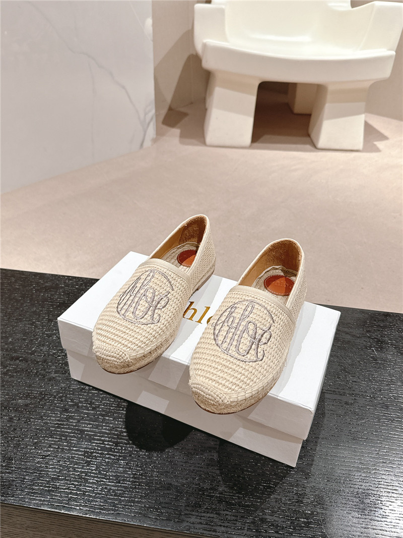 Chloé Isla Ivory Espadrille Raffia Fibre Loafers