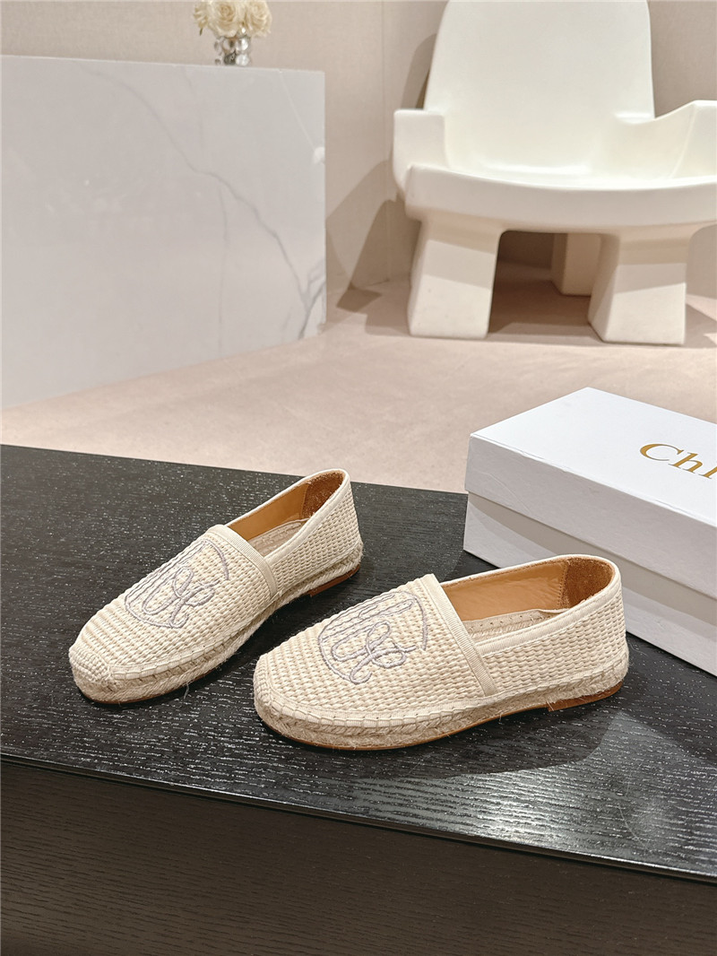 Chloé Isla Ivory Espadrille Raffia Fibre Loafers