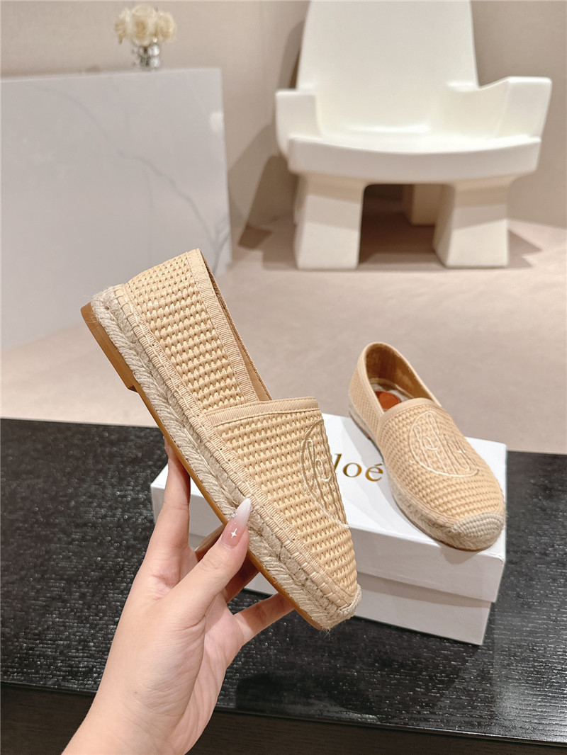 Chloé Isla Beige Espadrille Raffia Fibre Loafers