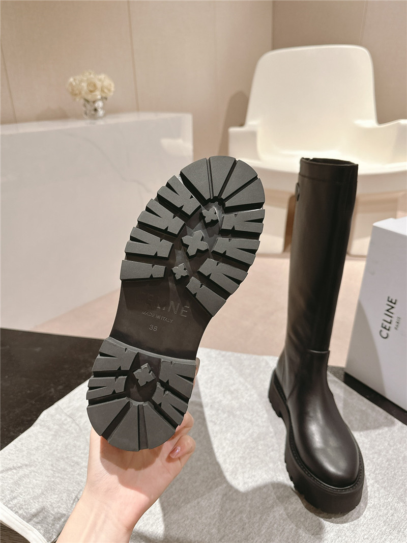 Ce1i*e calfskin side-buckle chunky knee-high boots