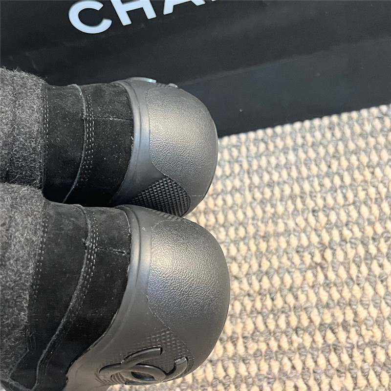 Ch**el calfskin nylon lace up ankle snow boots