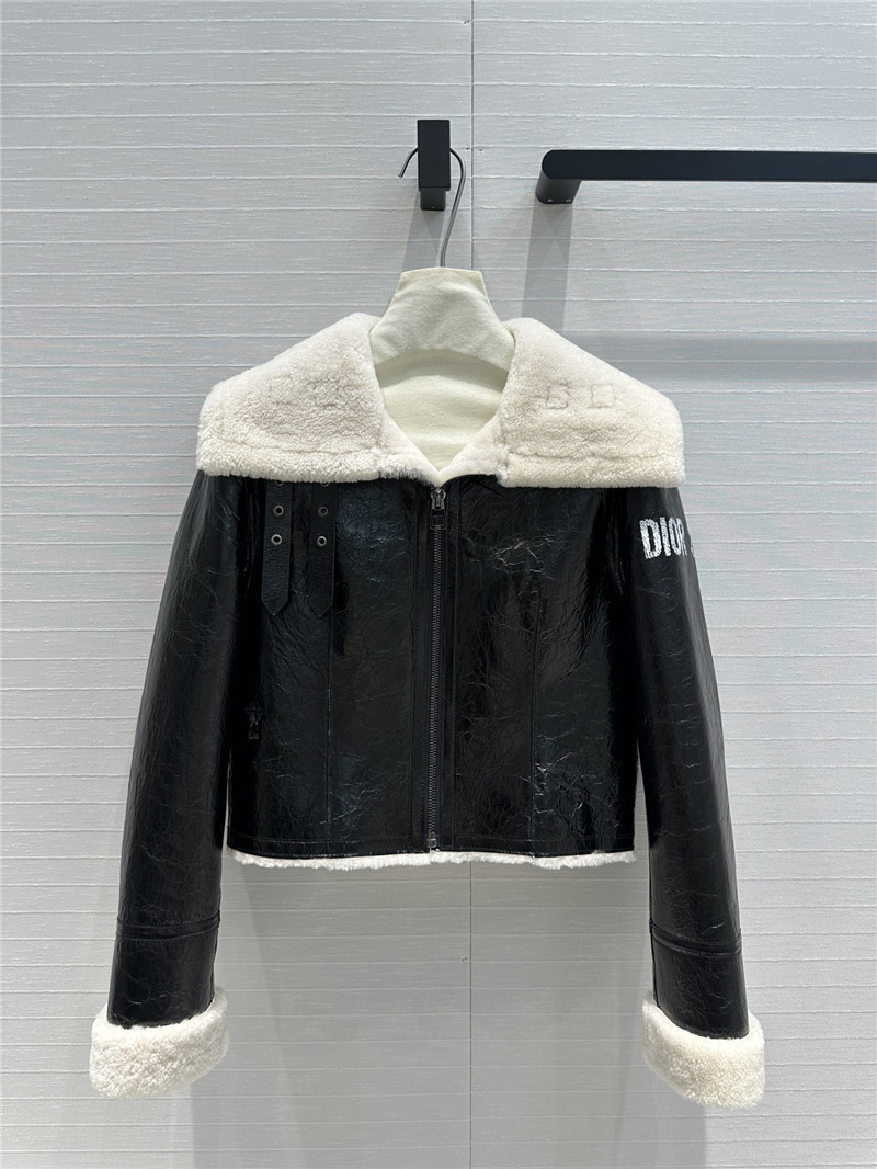 D10r leather and shearling biker jacket