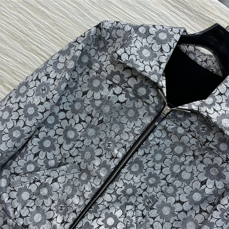 Ch**el logo sunflower denim jacket