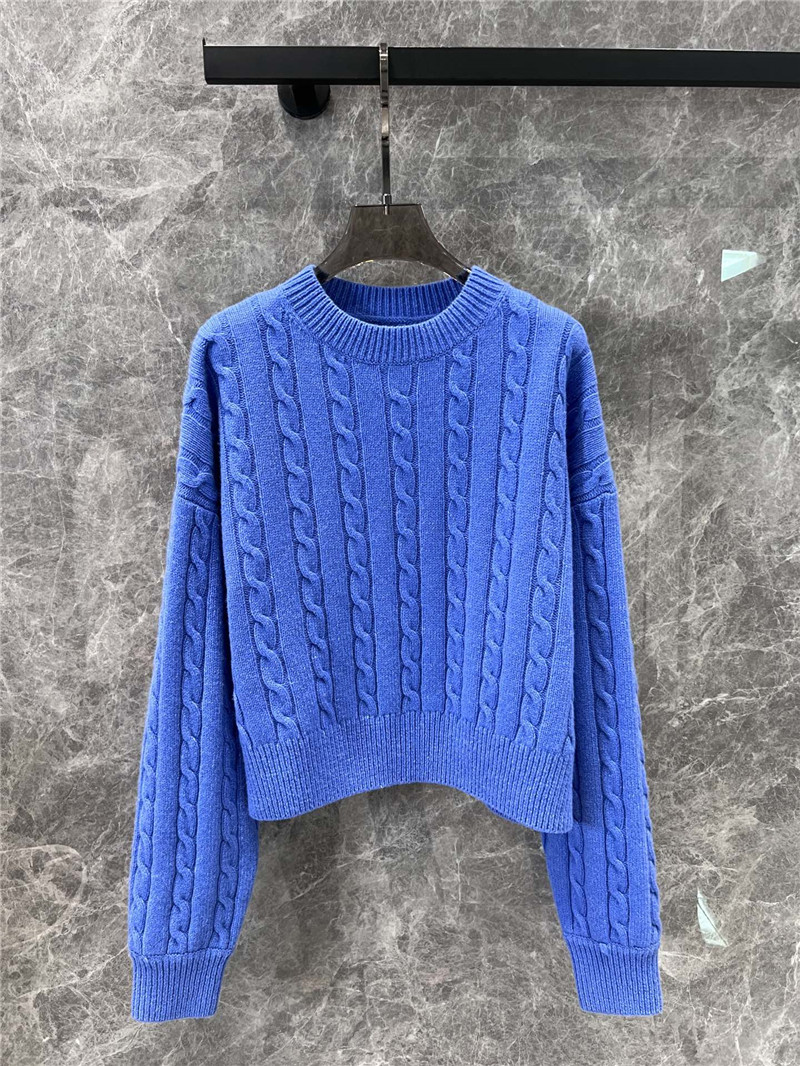 L0ew* crop cable wool sweater blue