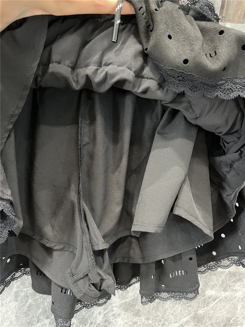 Miu Miu Black Lace-Trimmed Layered Mini Skirt