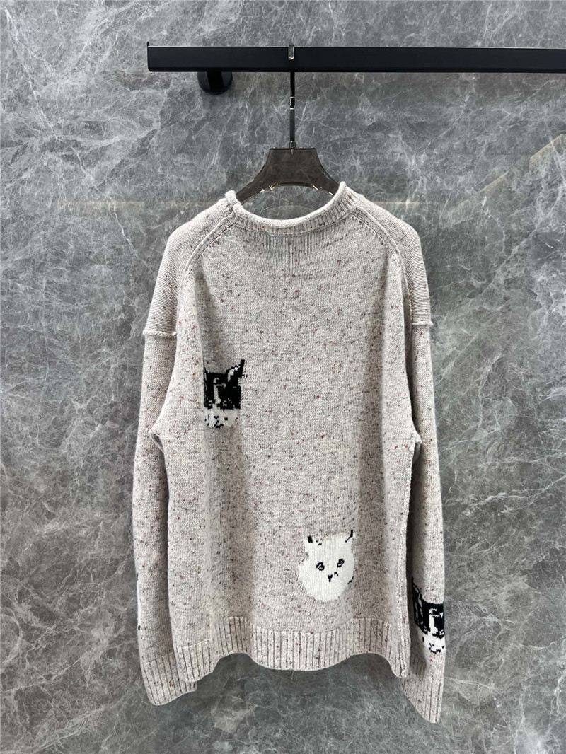 Acne Studios Cat Intarsia Knit Sweater Neutrals
