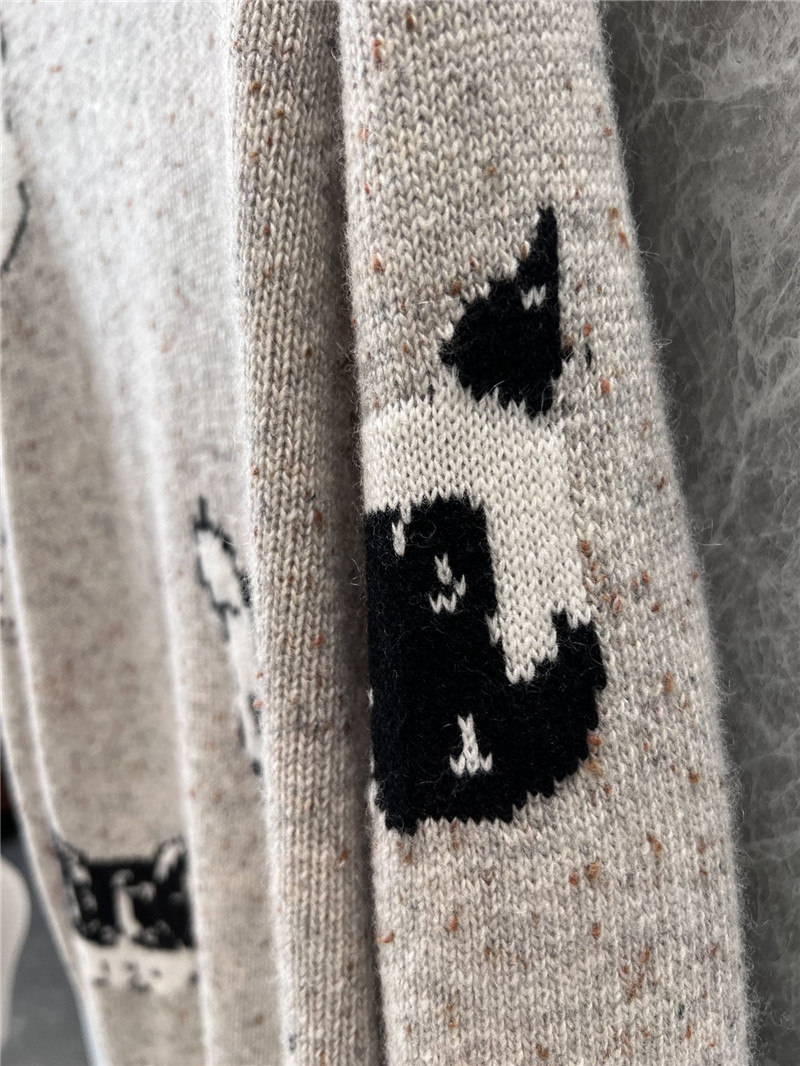 Acne Studios Cat Intarsia Knit Sweater Neutrals