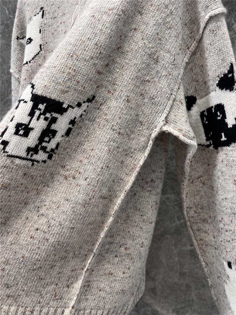 Acne Studios Cat Intarsia Knit Sweater Neutrals