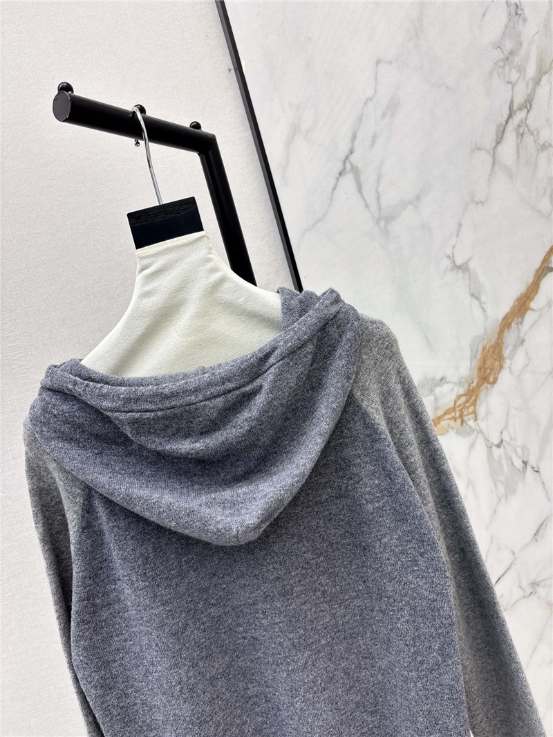 Vanitoo Logo-Intarsia Knit Hoodie Navy/Grey