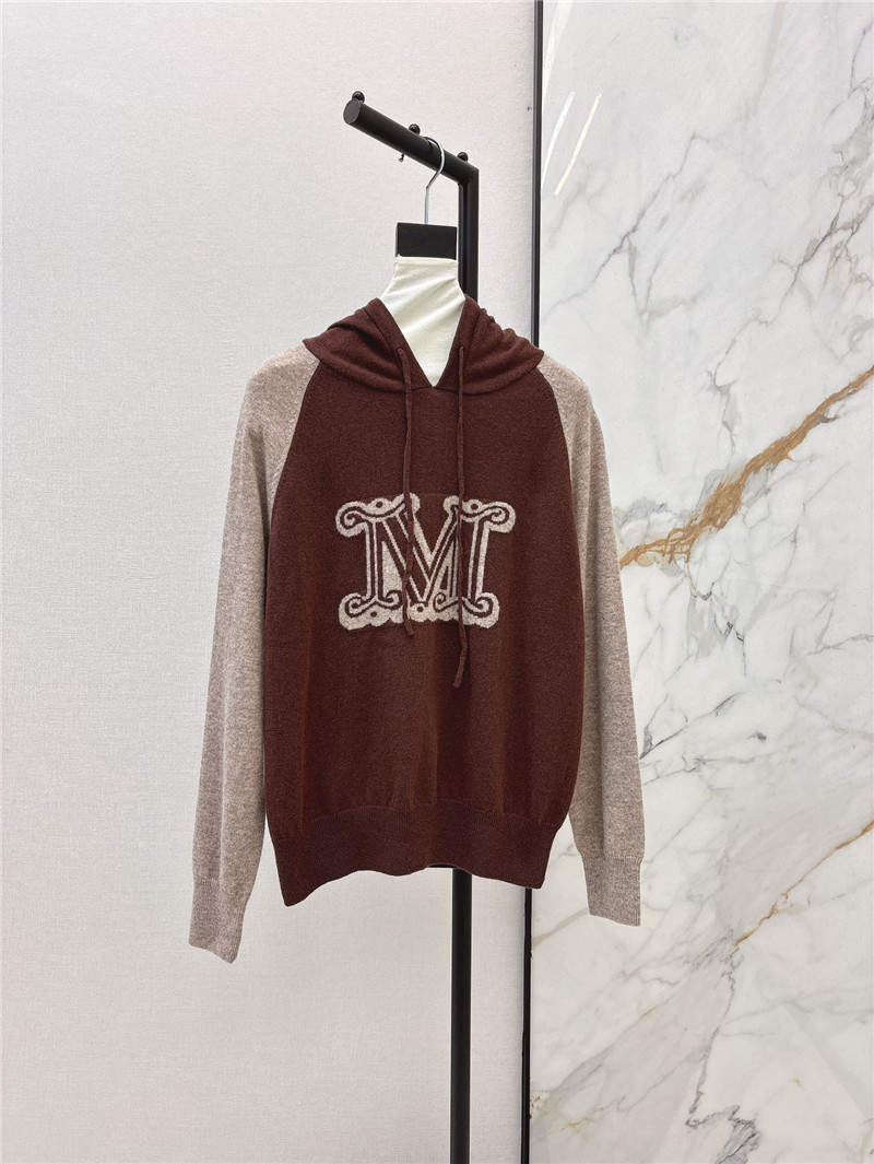 Vanitoo Logo-Intarsia Knit Hoodie Brown/Beige