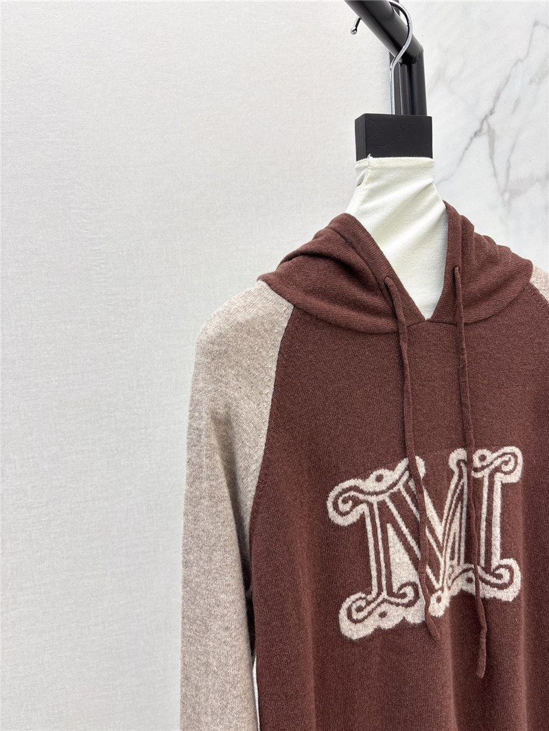 Vanitoo Logo-Intarsia Knit Hoodie Brown/Beige