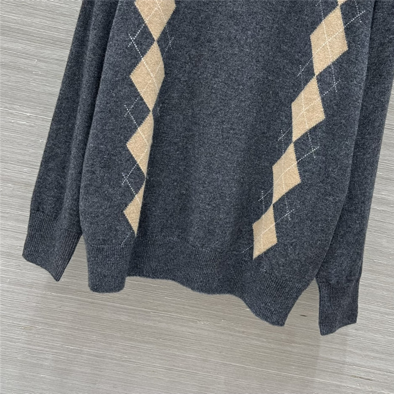 Miu Miu Argyle-Knit Polo Jumper Grey