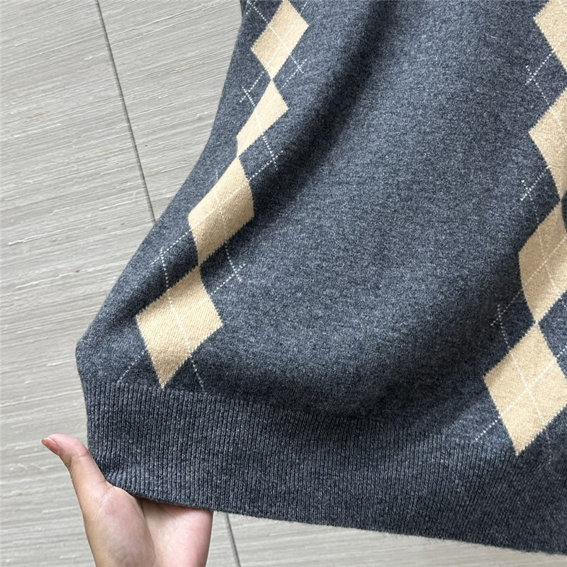 Miu Miu Argyle-Knit Polo Jumper Grey