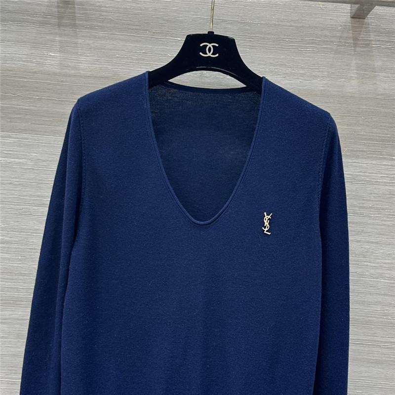 Y51 v-neck merino wool sweater blue