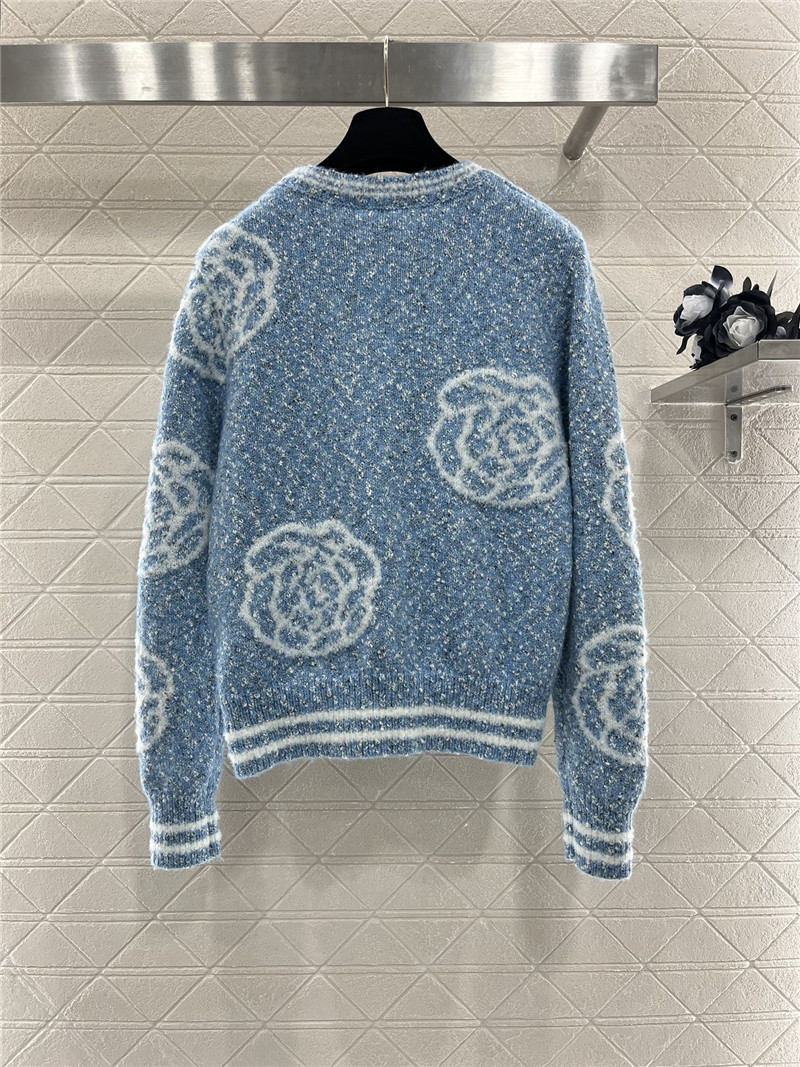 Ch**el floral intarsia wool blend sweater blue