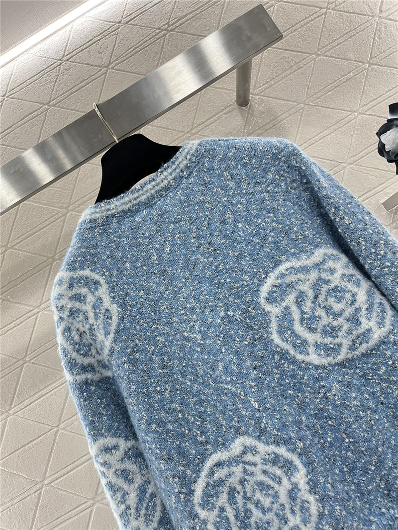Ch**el floral intarsia wool blend sweater blue