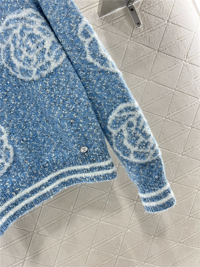 Ch**el floral intarsia wool blend sweater blue