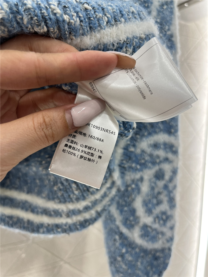 Ch**el floral intarsia wool blend sweater blue