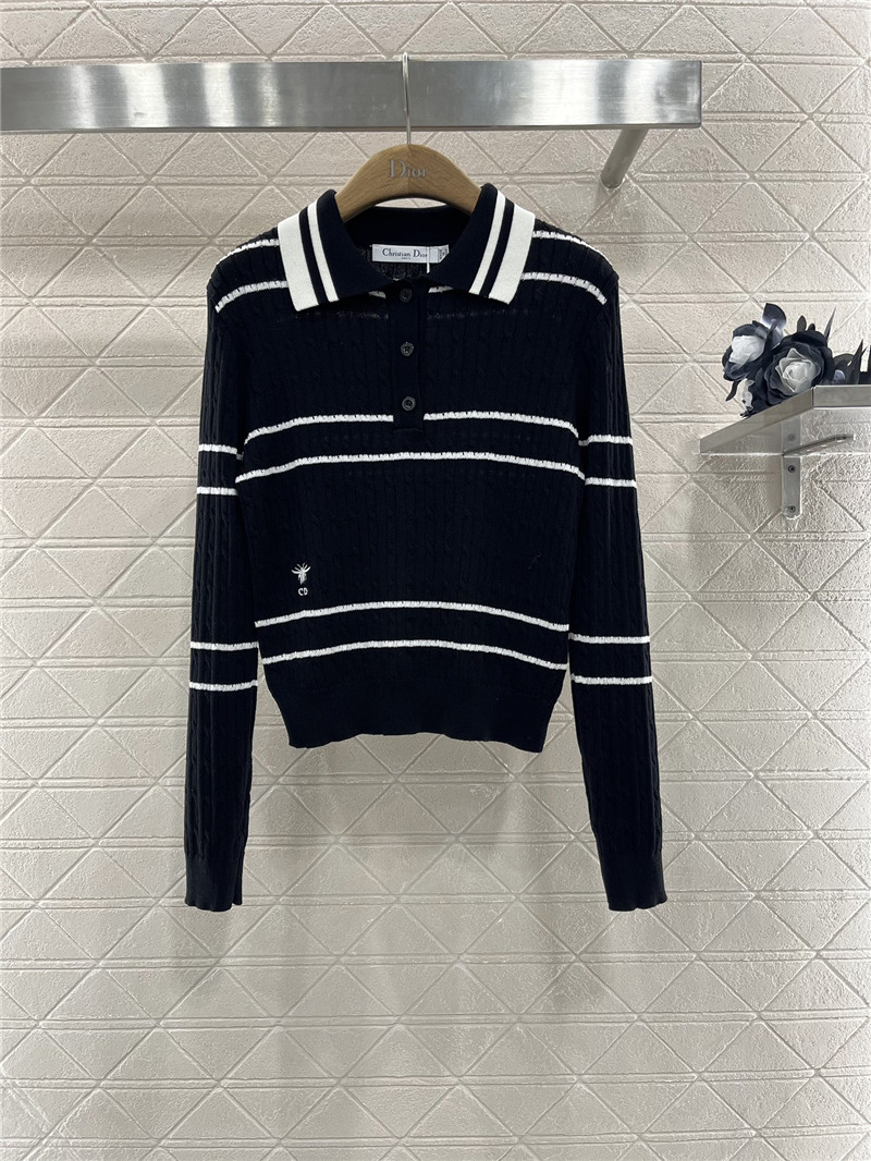 D10r stripe intarsia knit polo sweatshirt in black