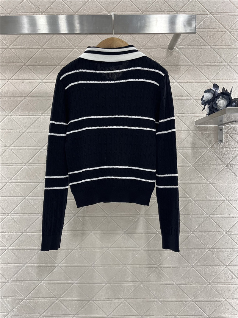 D10r stripe intarsia knit polo sweatshirt in black