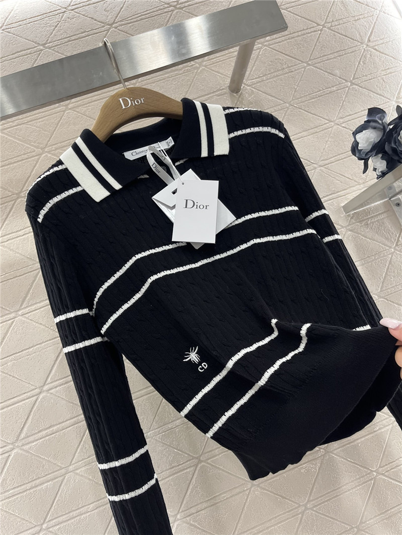 D10r stripe intarsia knit polo sweatshirt in black