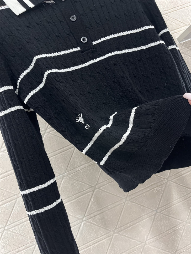 D10r stripe intarsia knit polo sweatshirt in black