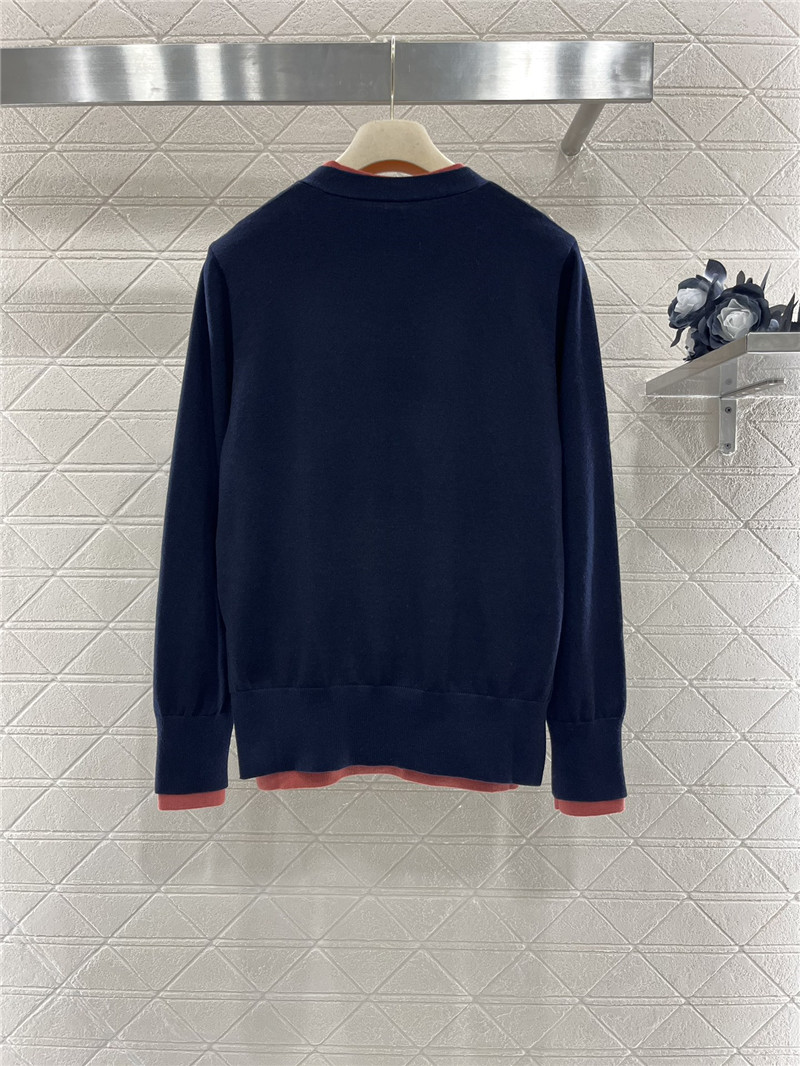 Miu Miu Contrast V-Neck Cardigan Navy/Pink