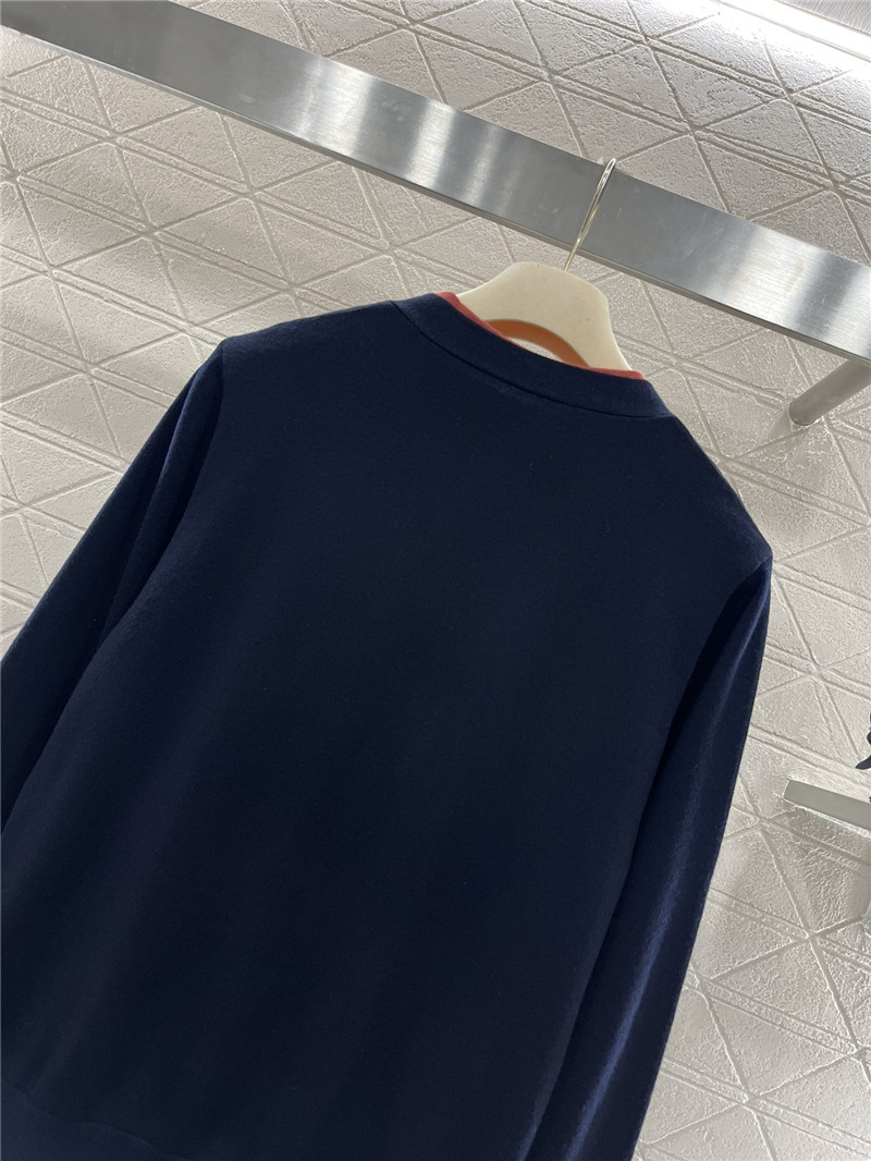 Miu Miu Contrast V-Neck Cardigan Navy/Pink