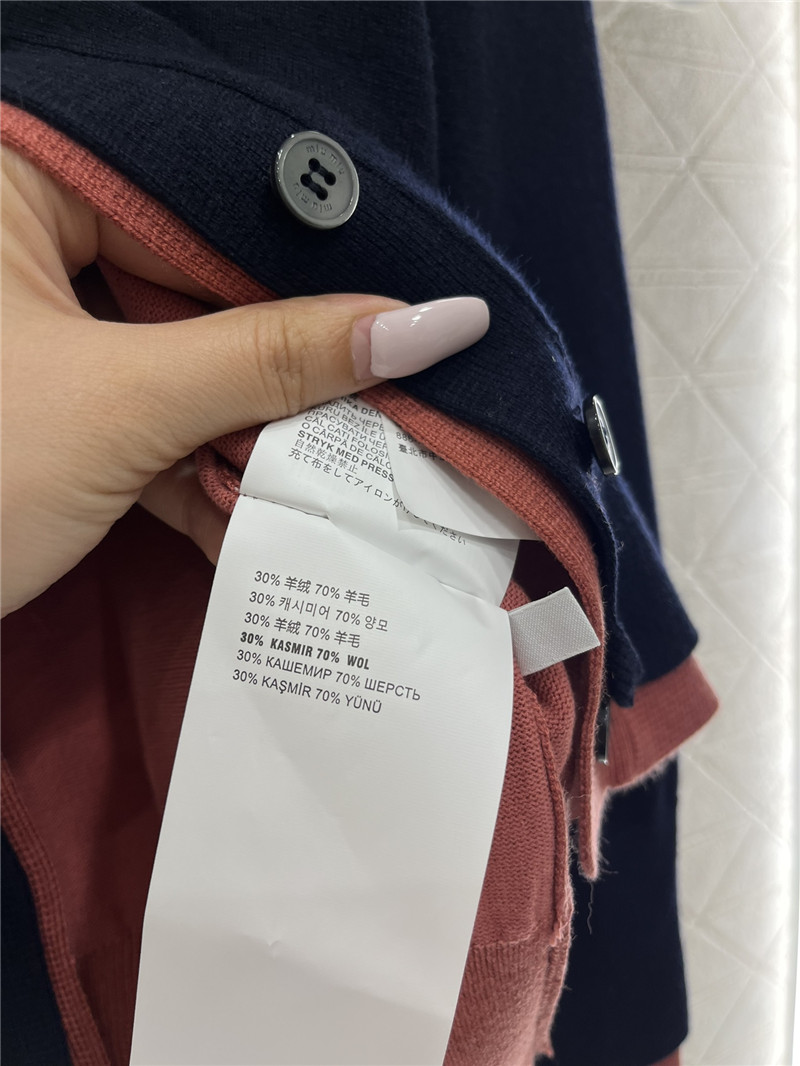 Miu Miu Contrast V-Neck Cardigan Navy/Pink