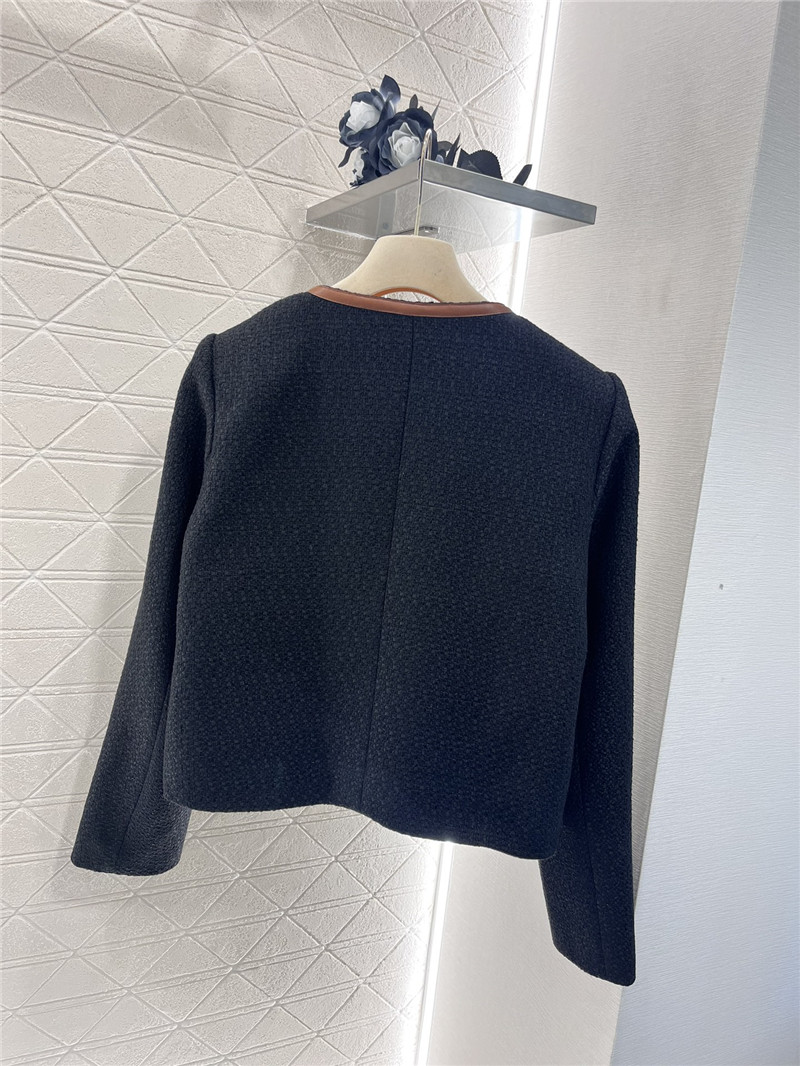 M1um1u round neck woolen coat