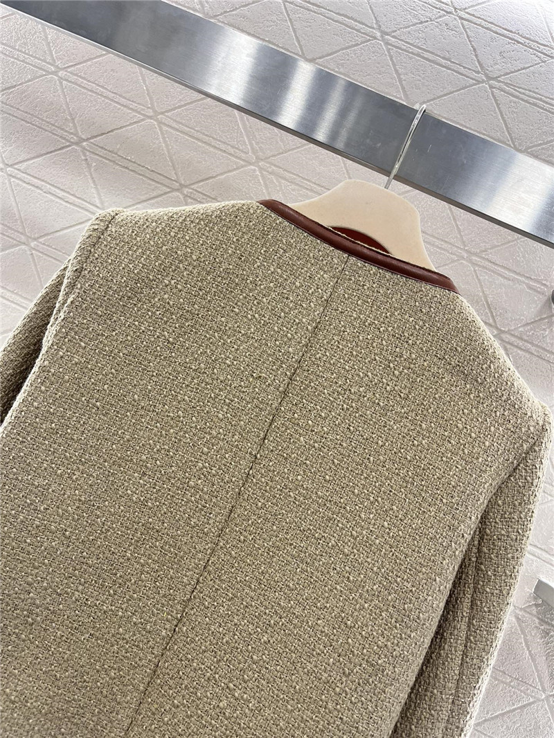 M1um1u round neck woolen coat