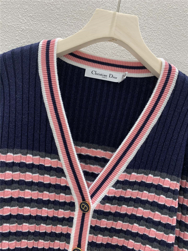 D10r v-neck stripe cardigan navy/pink