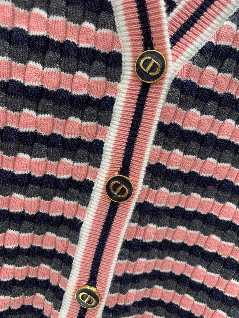 D10r v-neck stripe cardigan navy/pink