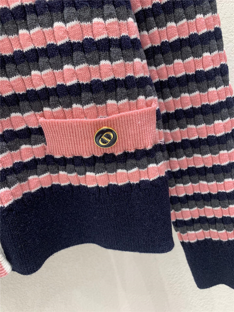 D10r v-neck stripe cardigan navy/pink