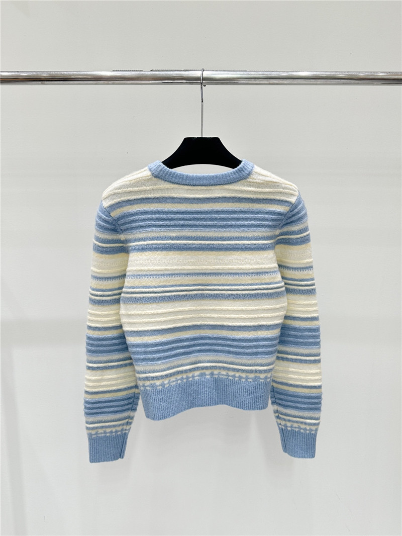 Ch**el jacquard-knit stripe sweater white/blue