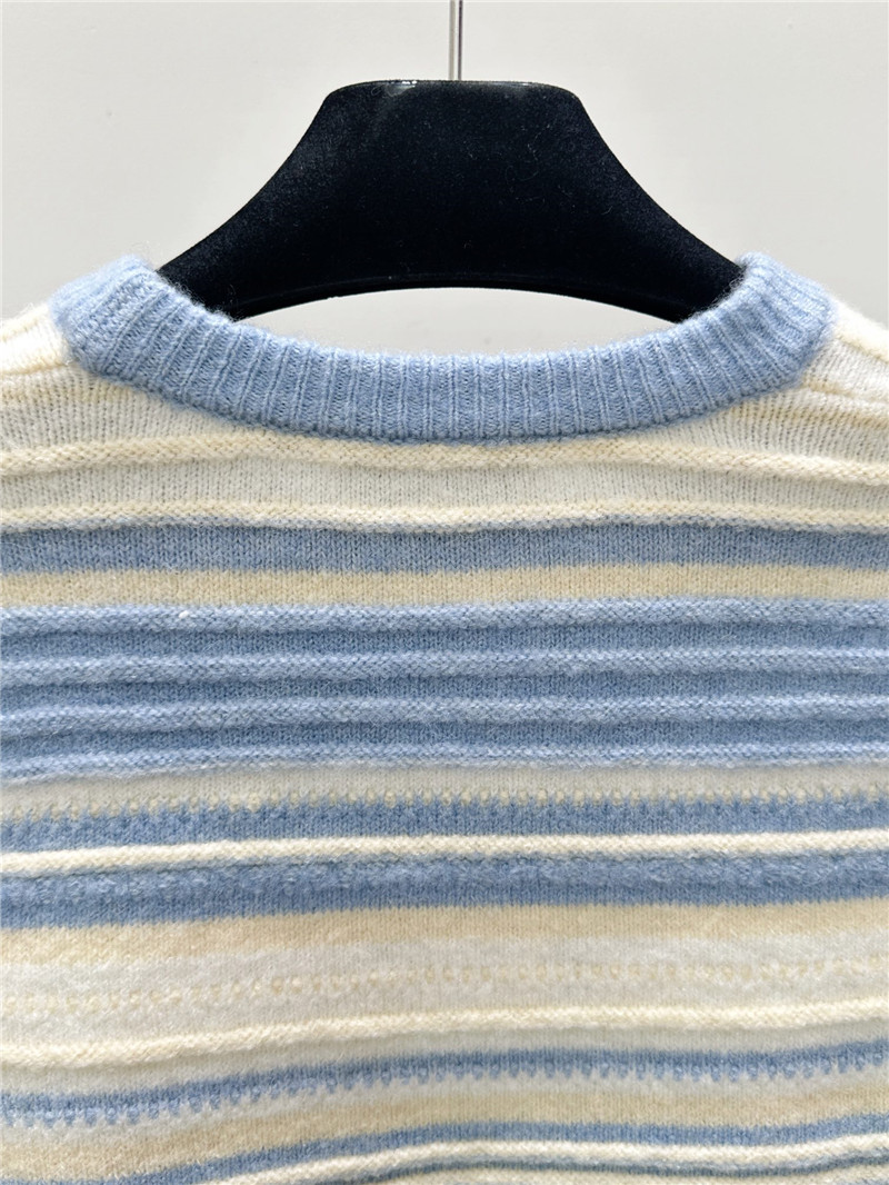Ch**el jacquard-knit stripe sweater white/blue