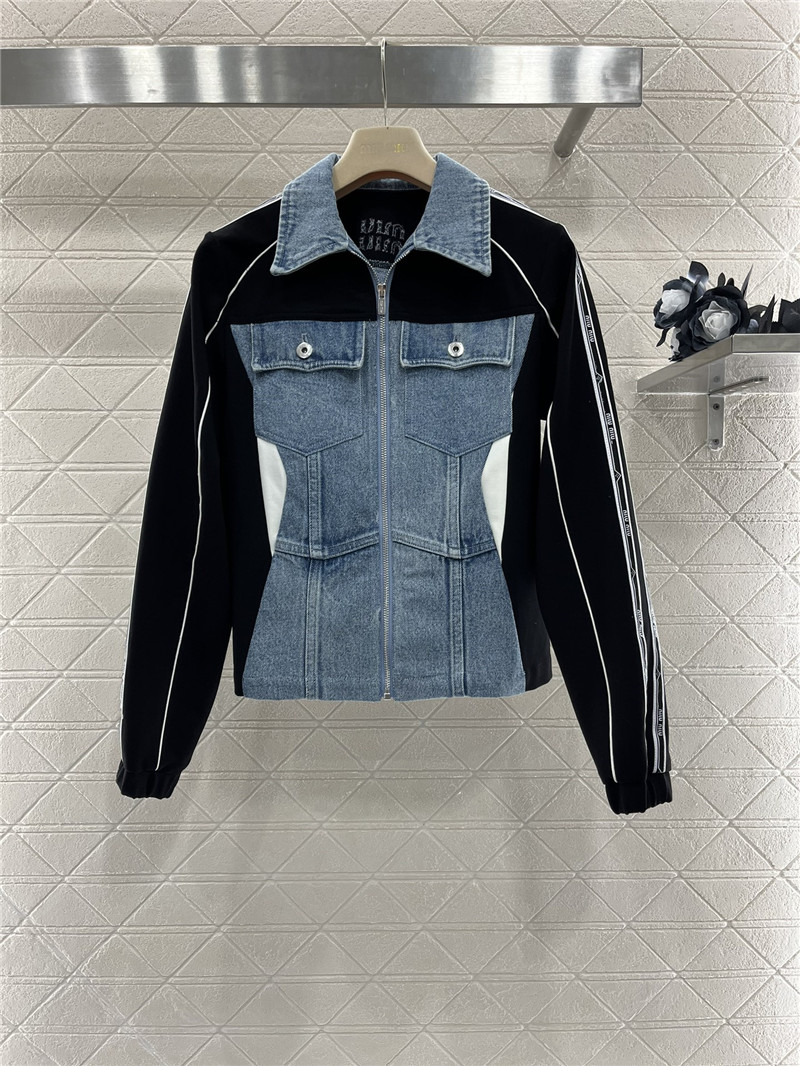 M1um1u contrast color denim jacket