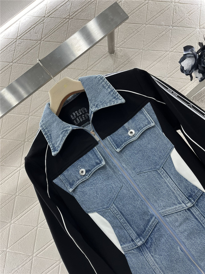 M1um1u contrast color denim jacket