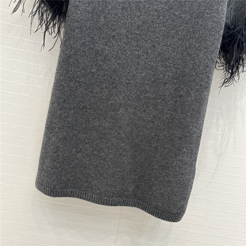 Va1e*ntin0 feather-trim knitted jumper grey