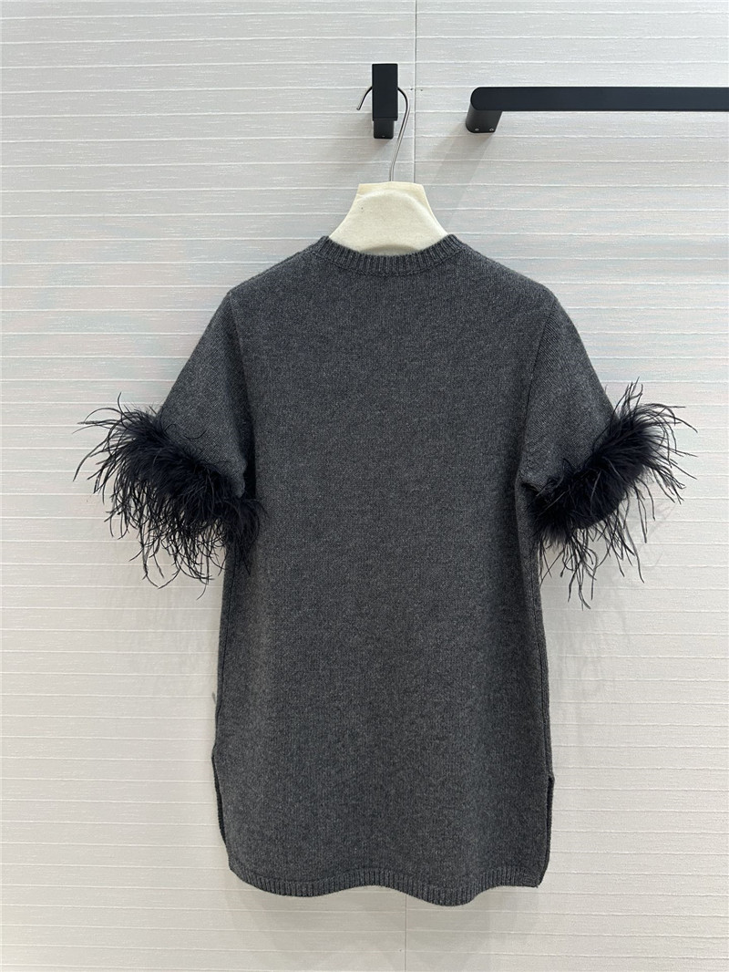 Va1e*ntin0 feather-trim knitted jumper grey