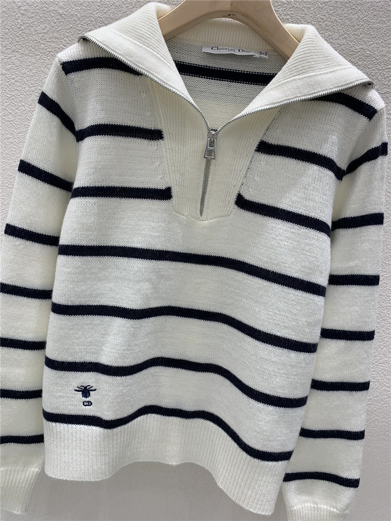 D10r sailor collar zipper knit sweater in white