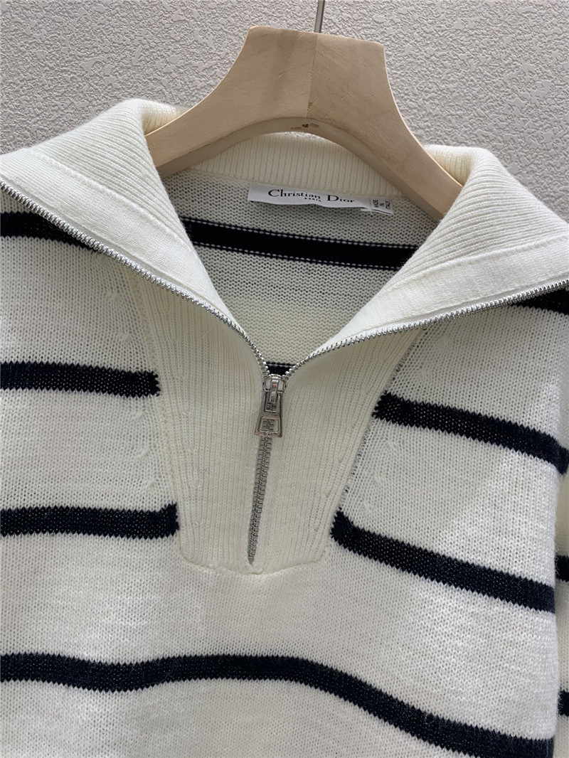 D10r sailor collar zipper knit sweater in white