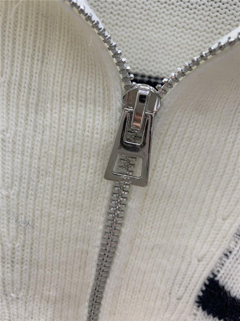 D10r sailor collar zipper knit sweater in white