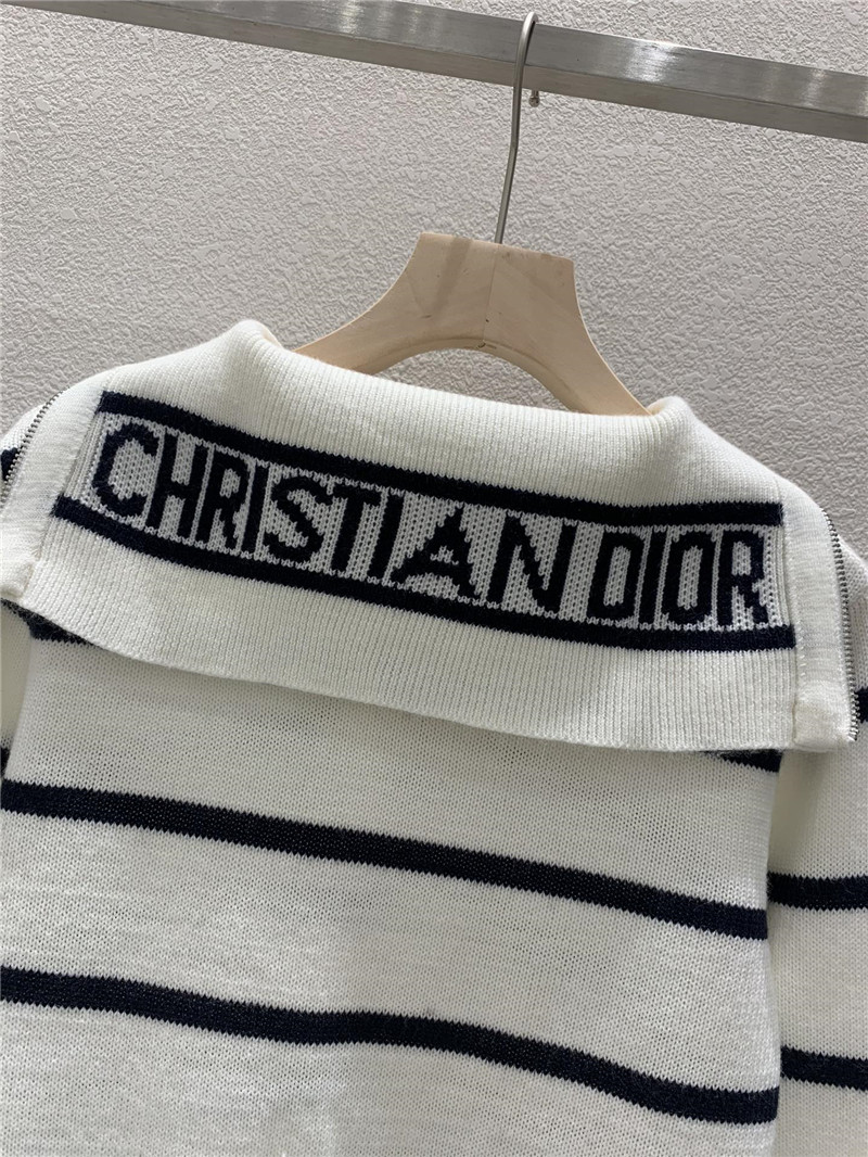 D10r sailor collar zipper knit sweater in white