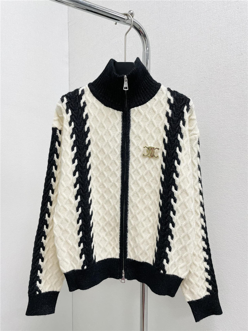 Ce1i*e stand collar cardigan