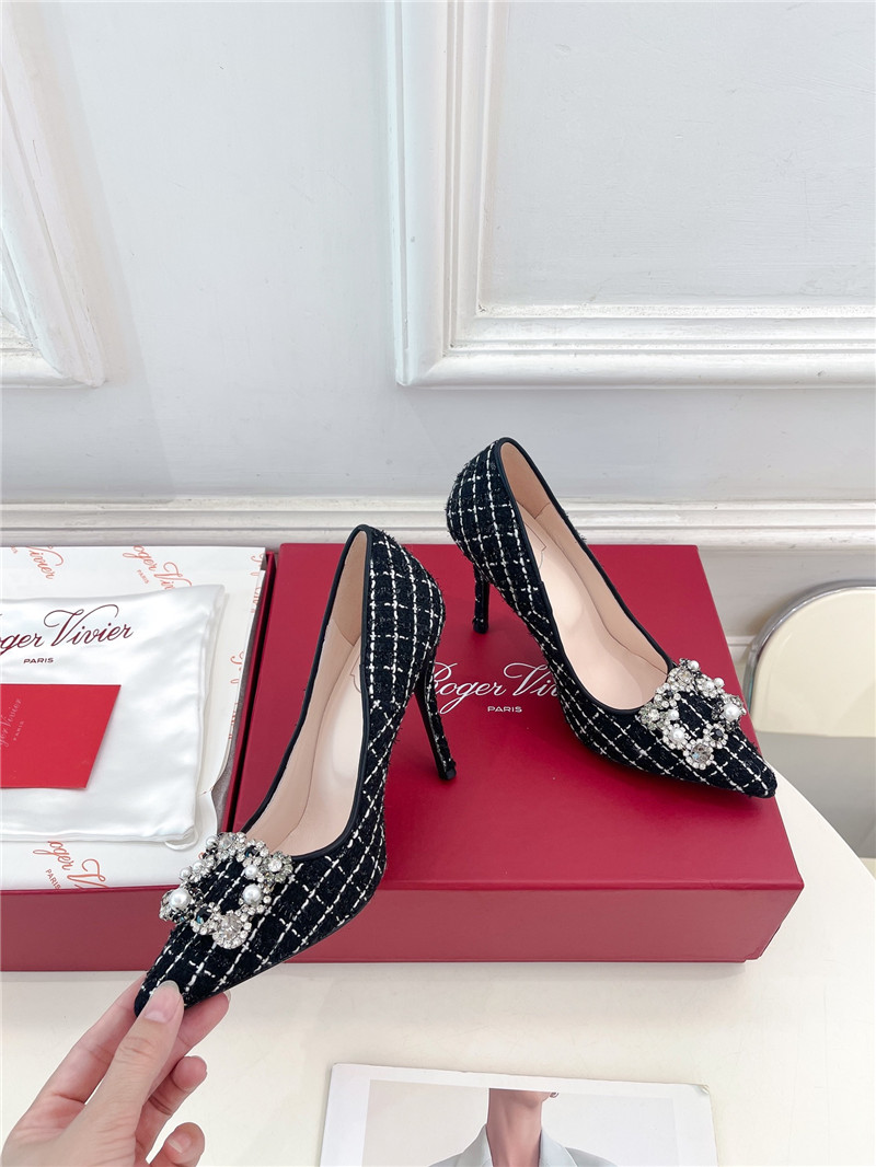 Roger Vivier Efflorescence Pumps 65mm in Black Tweed