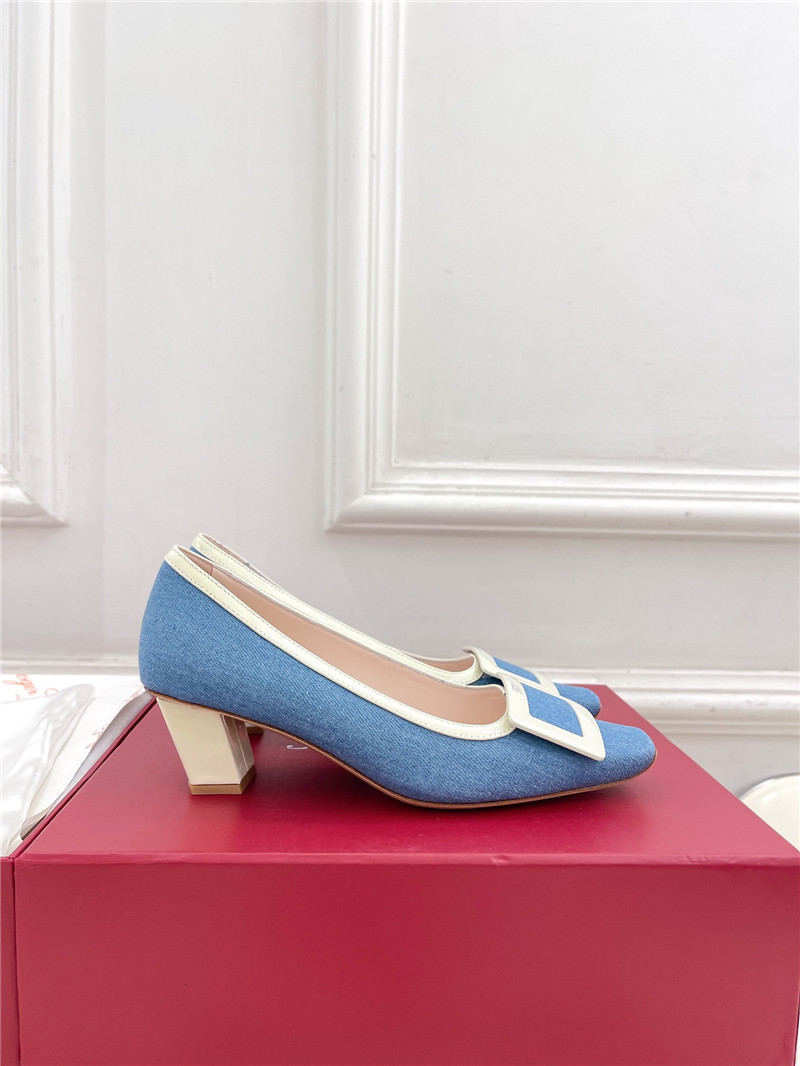 Roger Vivier Belle Vivier Pumps in Blue Canvas